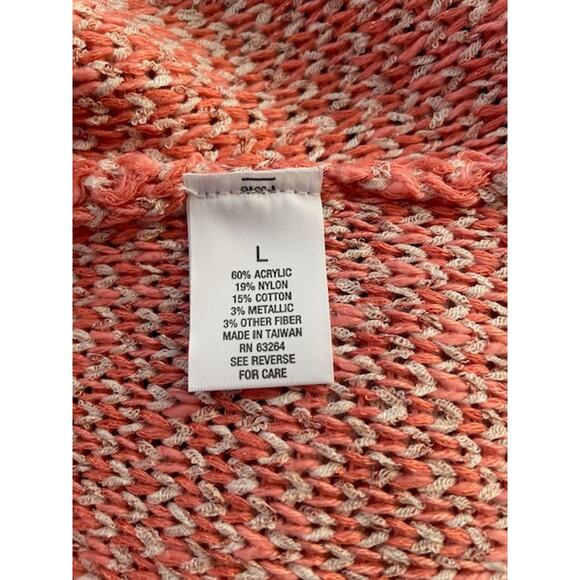 Open Front Sweater Size Large Peach‎ and Cream - Picture 4 of 4